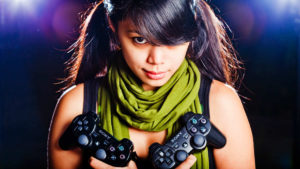 video-game-controllers-woman