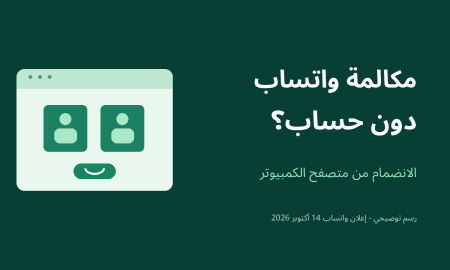 رسم توضيحي لمكالمة عبر متصفح الكمبيوتر مع عبارة مكالمة واتساب دون حساب